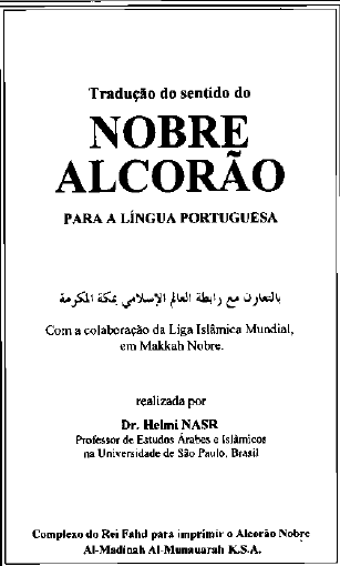 Traducao de sentido do Nobre Alcoraopara A Lingua Portuguesa