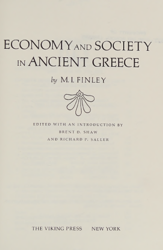Economy and Society in Ancient Greece